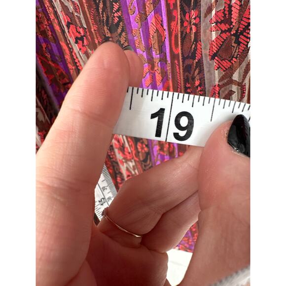 70s Vintage Top Womens Small Pink Paisley Striped Floral Button Chiffon Ruffle - Picture 6 of 6